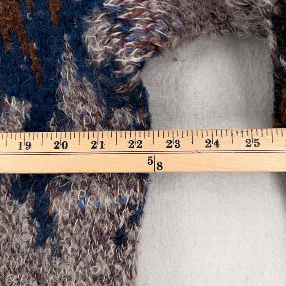 MISSONI UOMO Vintage 80s Cardigan Sweater Coat Mens Large Brown Blue Funnel Neck - Picture 3 of 16